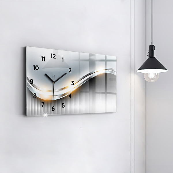Glass wall clock rectangular Metal abstraction