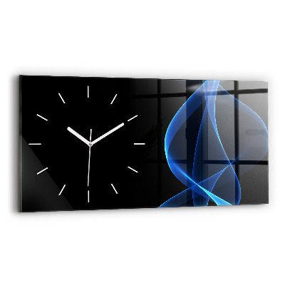 Glass wall clock rectangular Blue lines