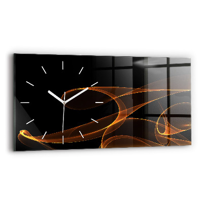 Glass wall clock rectangular Orange lines