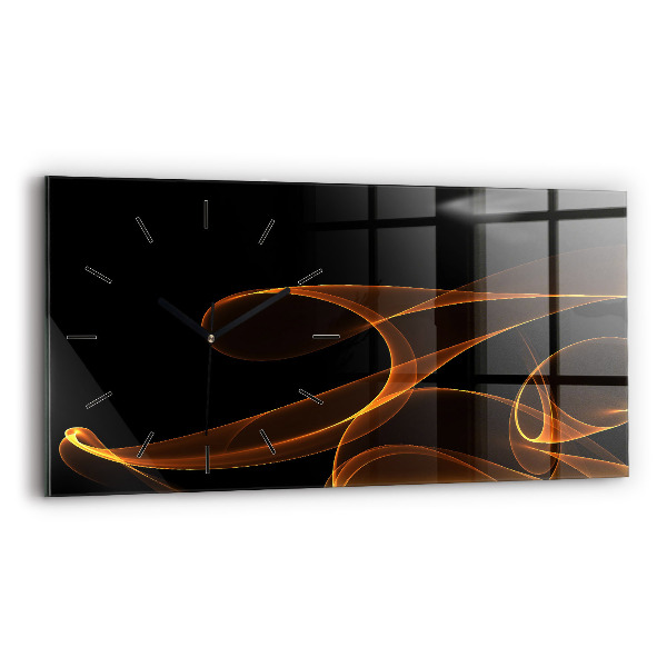 Glass wall clock rectangular Orange lines