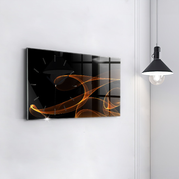 Glass wall clock rectangular Orange lines
