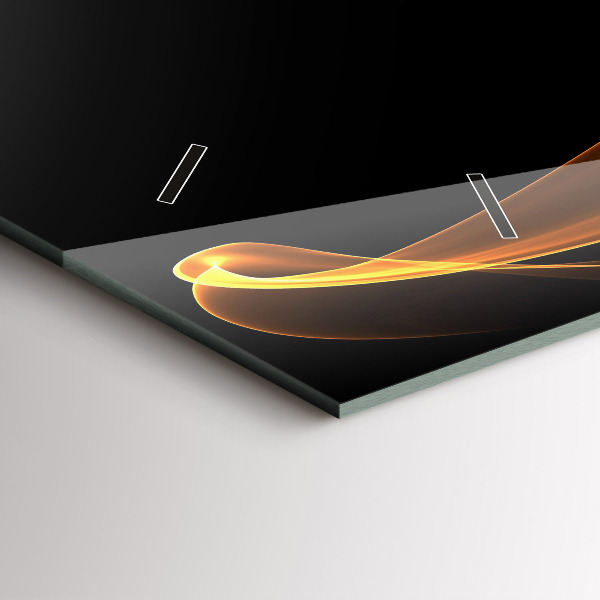 Glass wall clock rectangular Orange lines