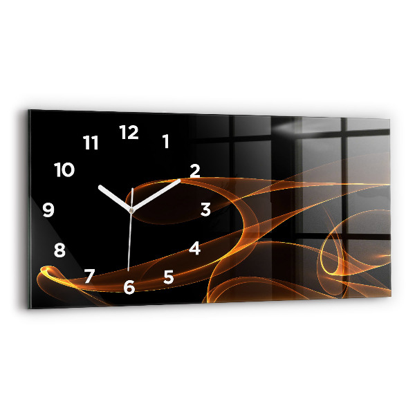 Glass wall clock rectangular Orange lines