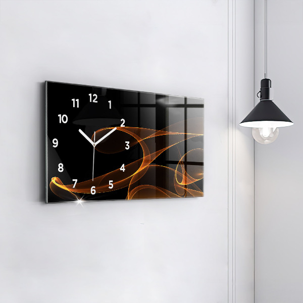 Glass wall clock rectangular Orange lines
