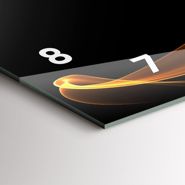 Glass wall clock rectangular Orange lines