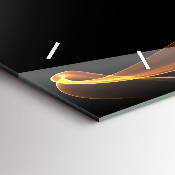 Glass wall clock rectangular Orange lines