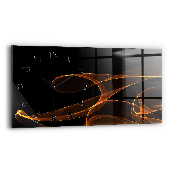 Glass wall clock rectangular Orange lines