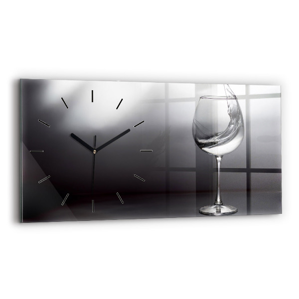 Glass wall clock rectangular Glass of wine