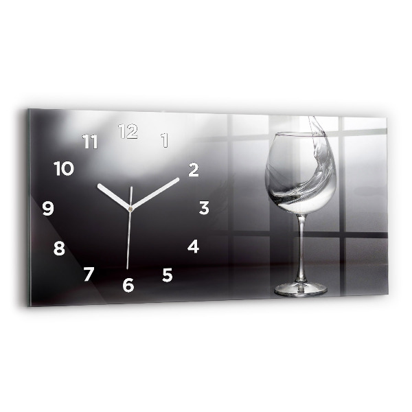 Glass wall clock rectangular Glass of wine