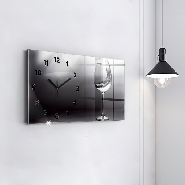 Glass wall clock rectangular Glass of wine