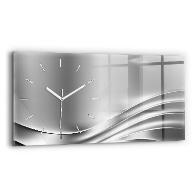 Glass wall clock rectangular Silver abstraction