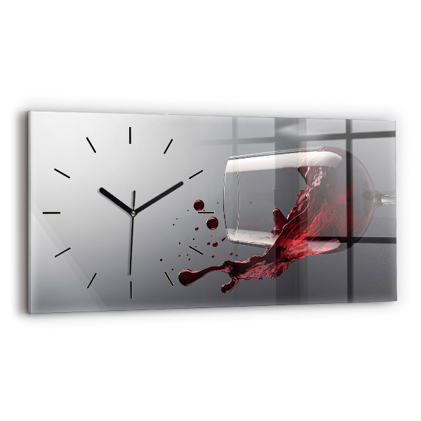 Glass wall clock rectangular A glass of red wine