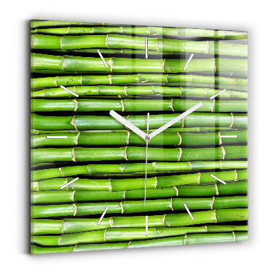 Square glass wall clock Asian Bamboo