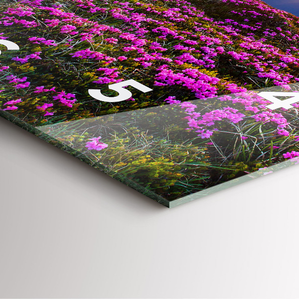 Square glass wall clock Sunrise and flowers