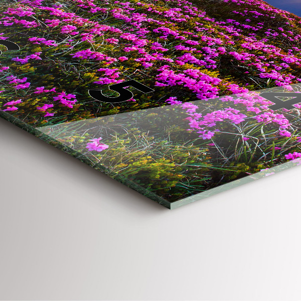 Square glass wall clock Sunrise and flowers