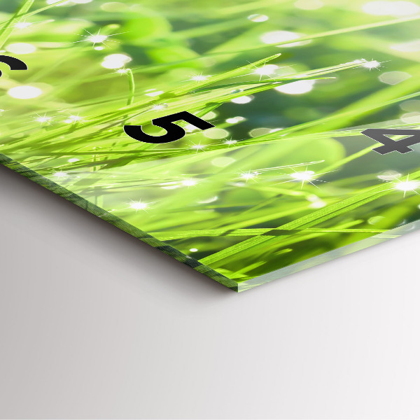 Square glass wall clock Green grass