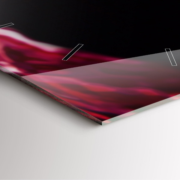 Square glass wall clock Red wine