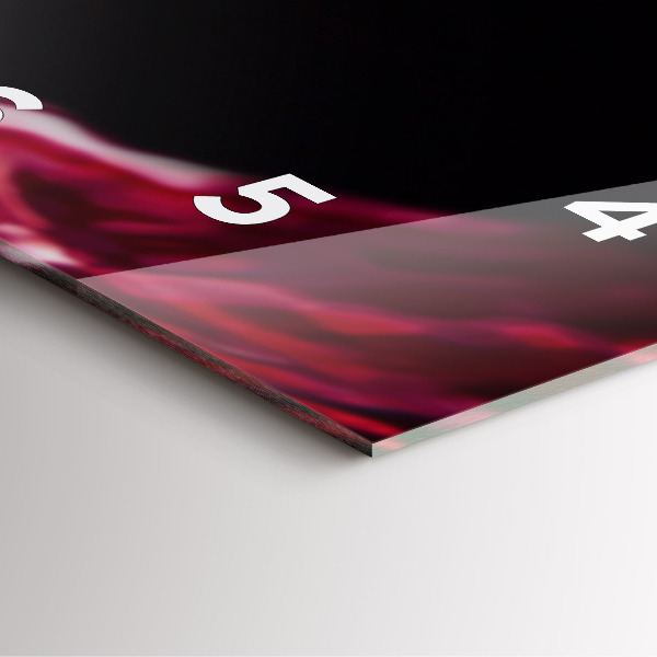 Square glass wall clock Red wine