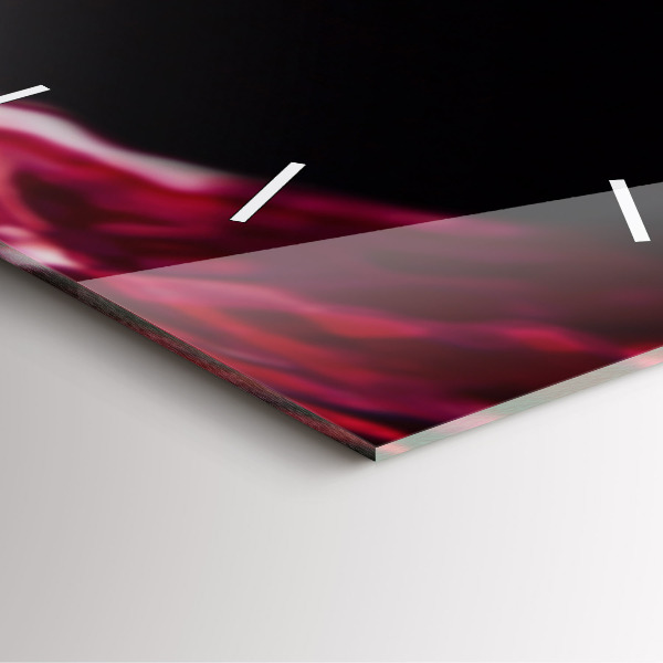 Square glass wall clock Red wine