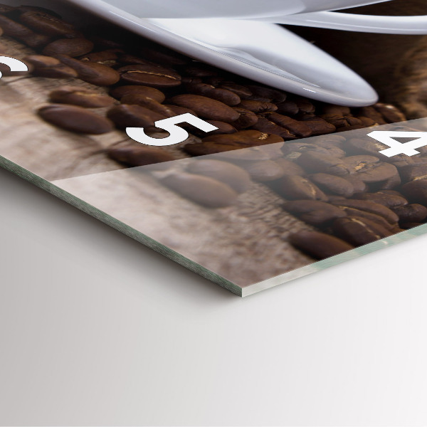 Square glass wall clock A cup of coffee