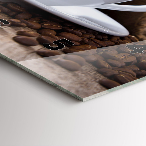 Square glass wall clock A cup of coffee