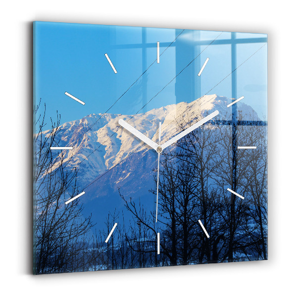 Square glass wall clock Mountain view