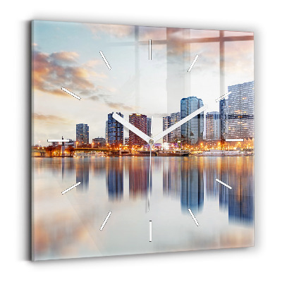 Square glass wall clock Panorama with the Eiffel Tower