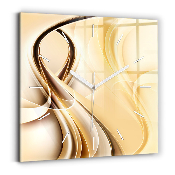 Square glass wall clock Abstraction waves