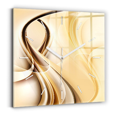 Square glass wall clock Abstraction waves