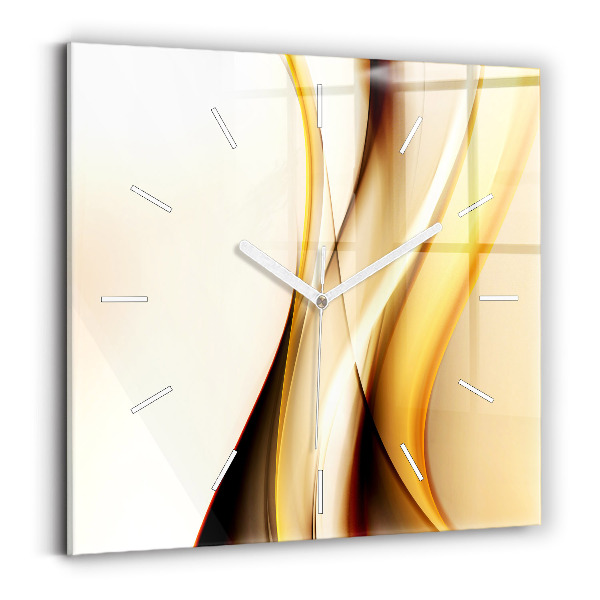 Square glass wall clock Abstract wave