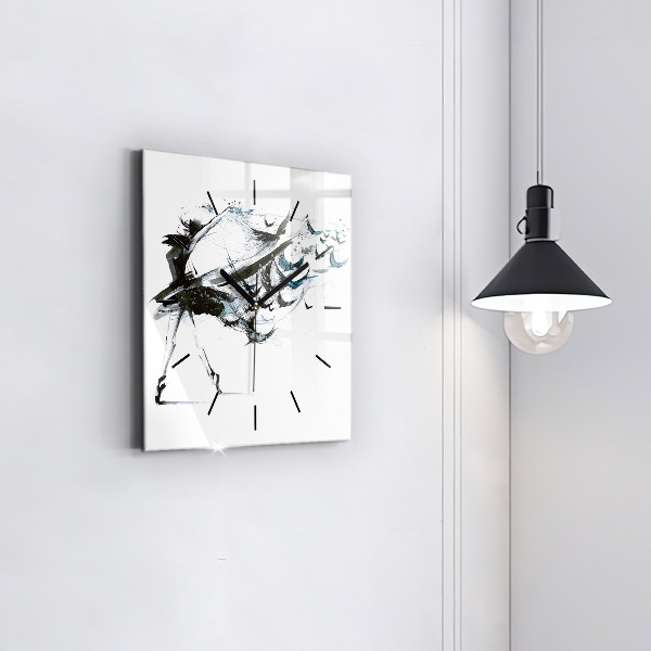 Square glass wall clock Woman dancing ballet