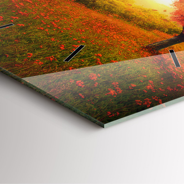 Square glass wall clock Love Heart Tree