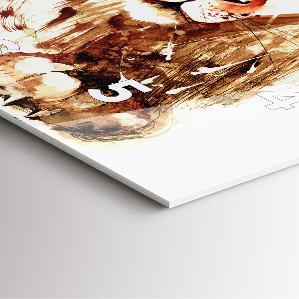 Square glass wall clock Illustration of a brown lion