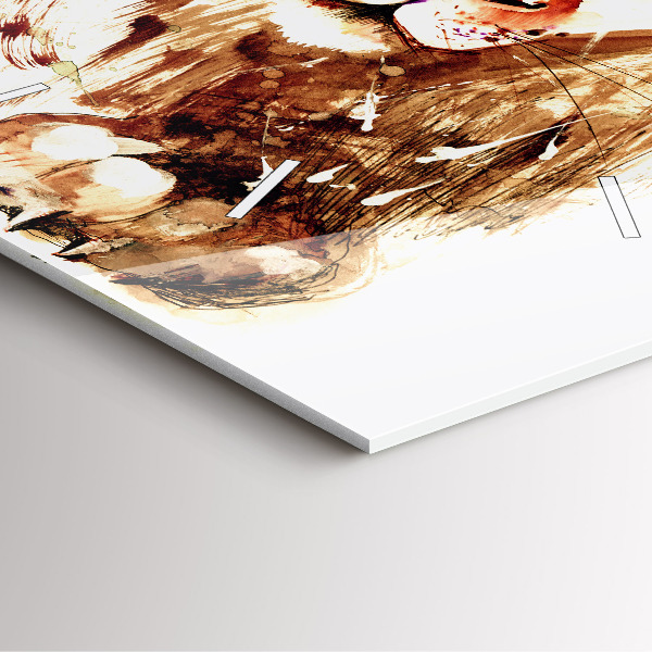 Square glass wall clock Illustration of a brown lion