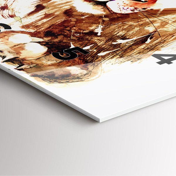 Square glass wall clock Illustration of a brown lion