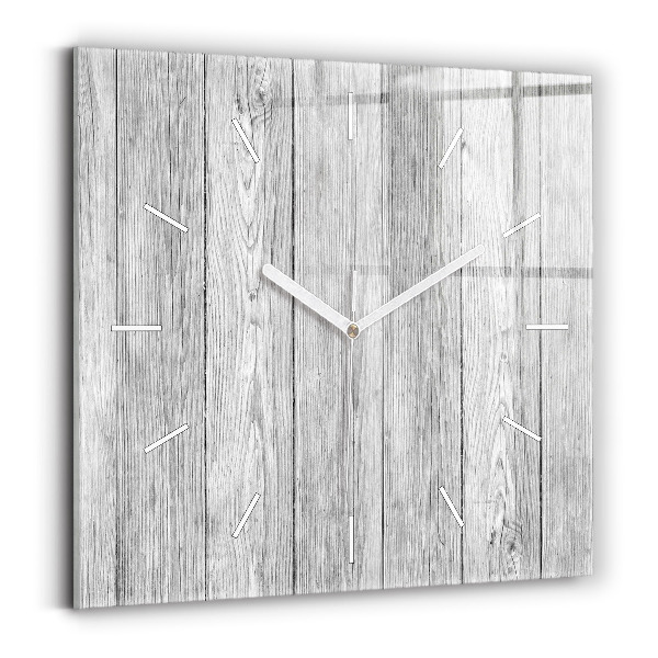 Square glass wall clock Wooden panels