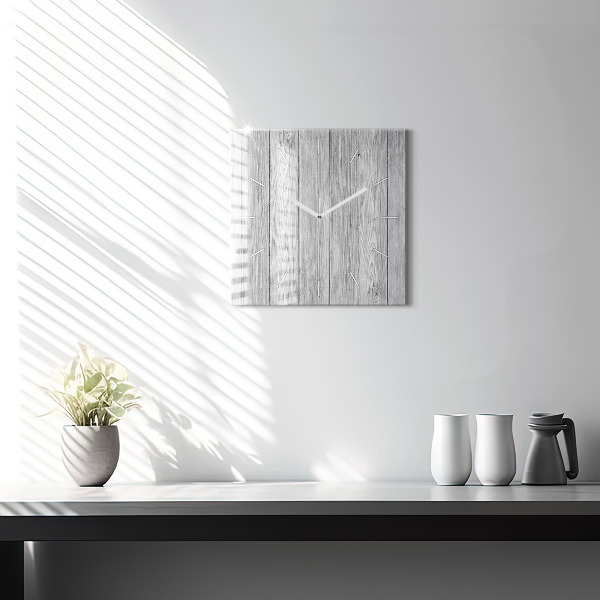 Square glass wall clock Wooden panels