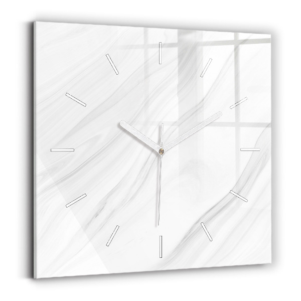 Square glass wall clock Decorative marble