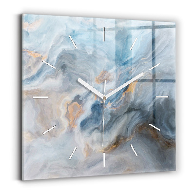 Square glass wall clock Marble pattern