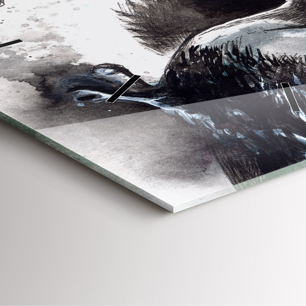 Square glass wall clock Painted Birds