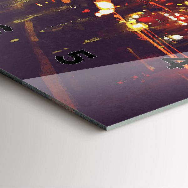 Square glass wall clock Painted city