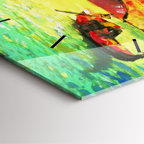 Square glass wall clock Venice Rialto Bridge