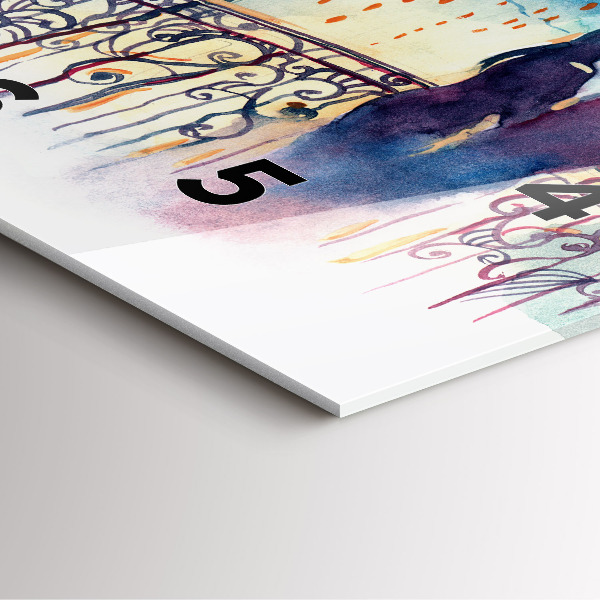 Square glass wall clock People in watercolor