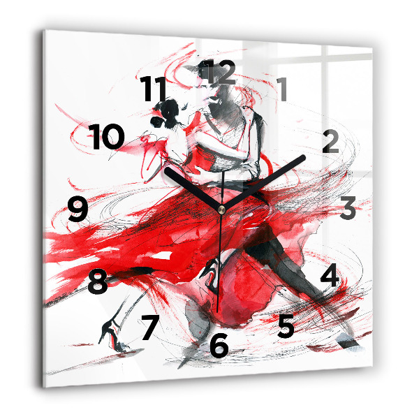 Square glass wall clock Dancing couple