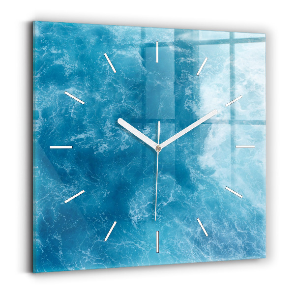 Square glass wall clock Sea water