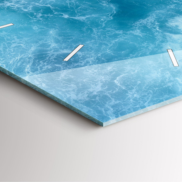 Square glass wall clock Sea water