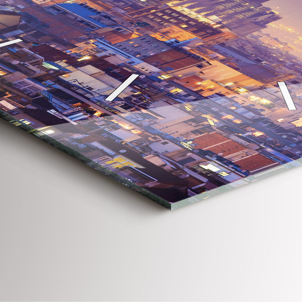 Square glass wall clock View of Barcelona