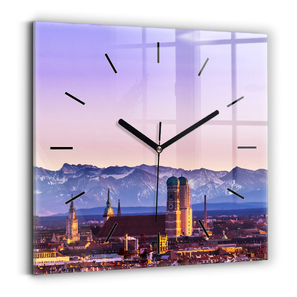 Square glass wall clock German Alps Munich