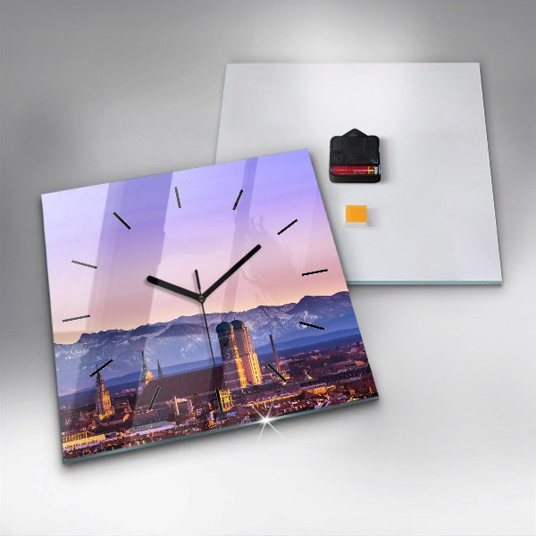 Square glass wall clock German Alps Munich