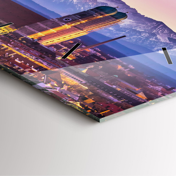 Square glass wall clock German Alps Munich